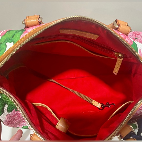 Dooney & Bourke Hydrangea Satchel Barrel Bag Pink Red - Picture 12 of 16